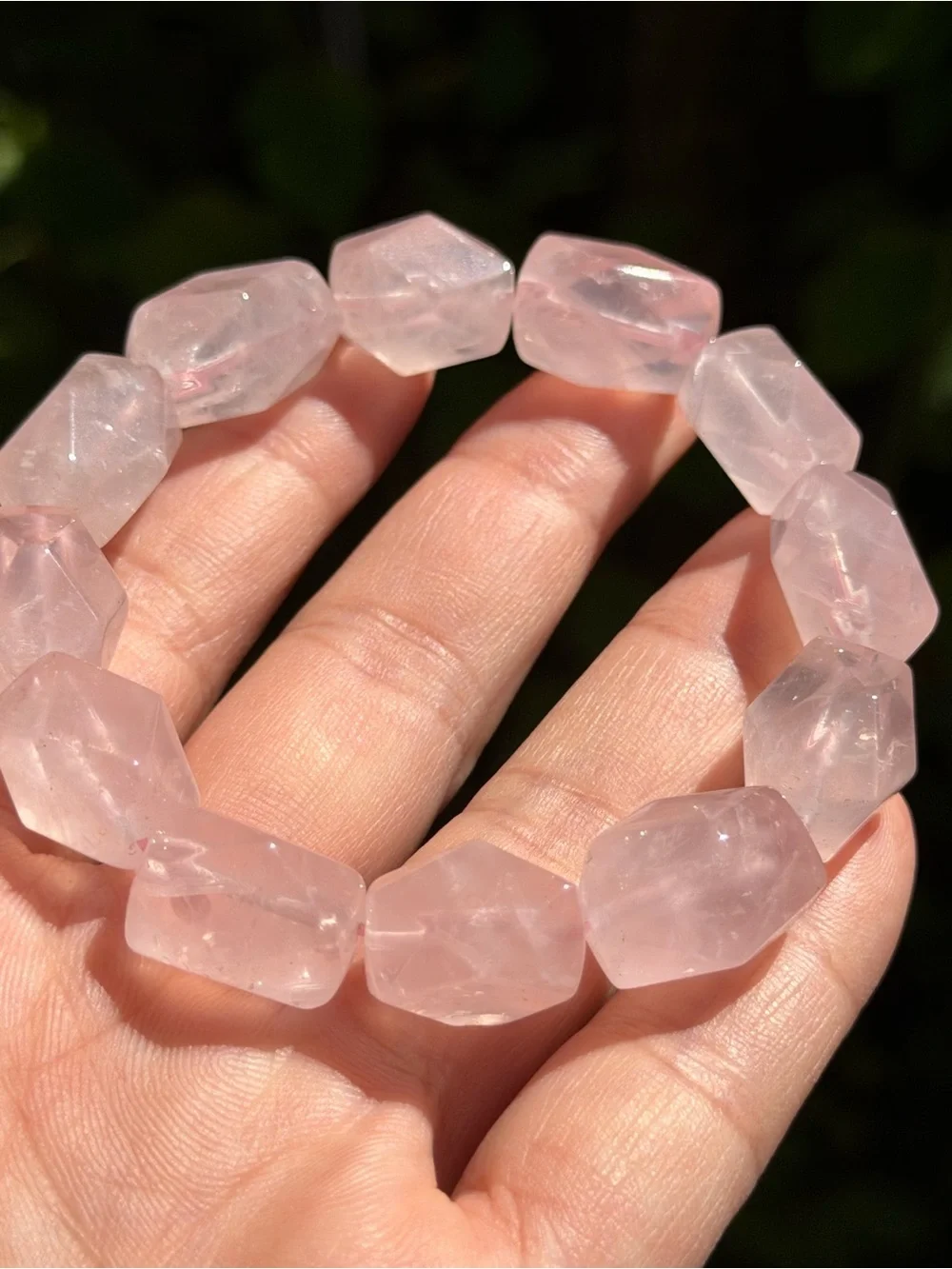 13mm Rose Quartz Faceted Beaded Stretch Bracelet 2050